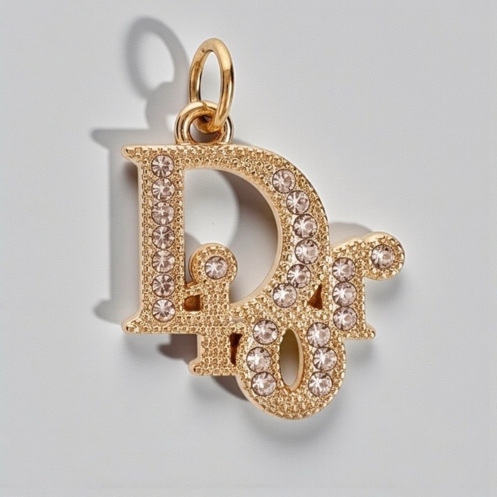 DIOR Authentic Gold and Crystals Pendant for Necklace NEW - Picture 4 of 10